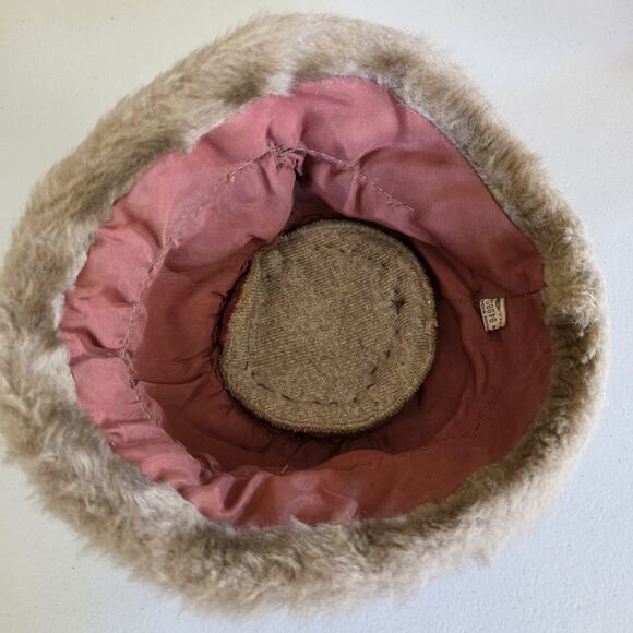 Vintage Womens Genuine Mink Fur Hat Beanie Cloche MCM Union Made USA OSFM Beige - Picture 4 of 7